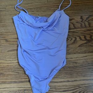 Lavender cowl neck bodysuit